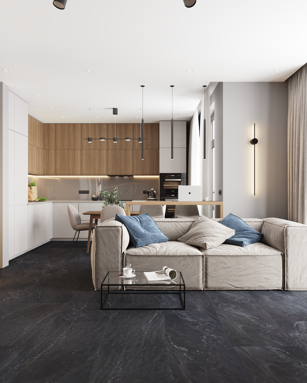 LVT-плитка VINILAM 91910 Неаполитанский Черный (4,513м2) клеевой