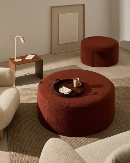 Kaeli Пуф для ног со съемным чехлом из терракотового букле Ø 90