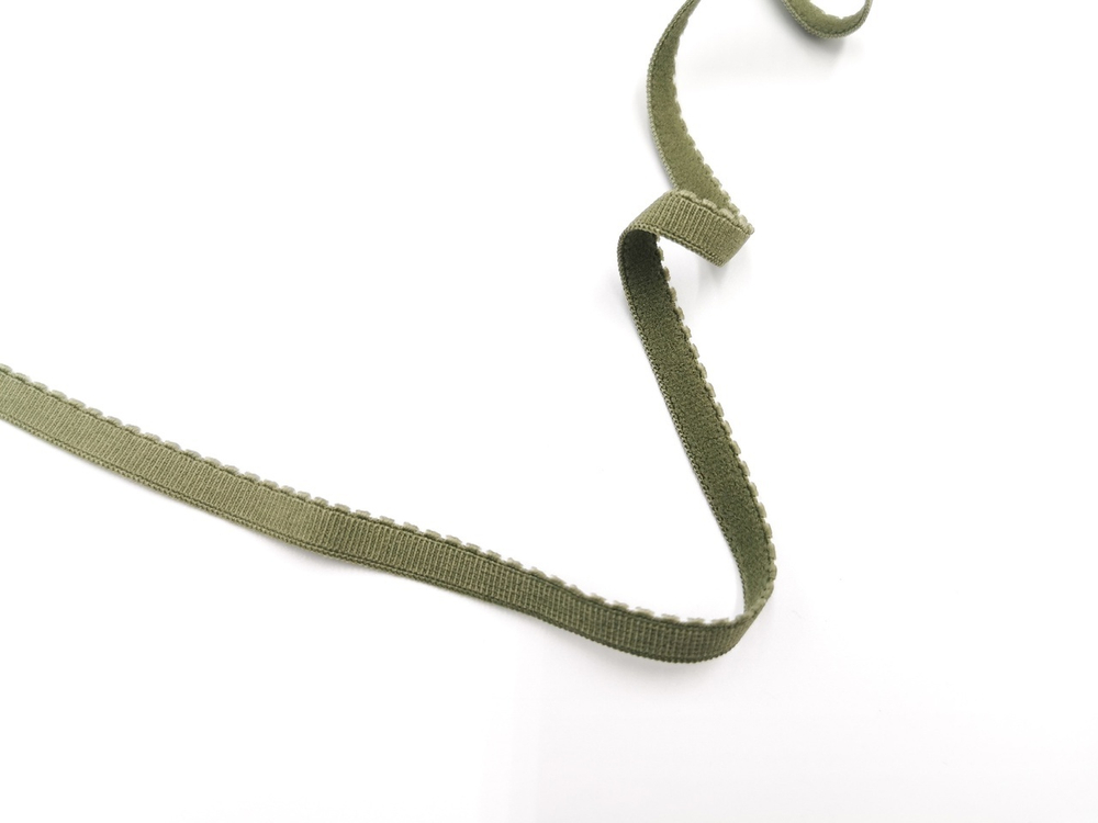 Отделочная резинка с фестонами, 8 мм, олива, Турция, (Арт: OTR605/8-2468), м