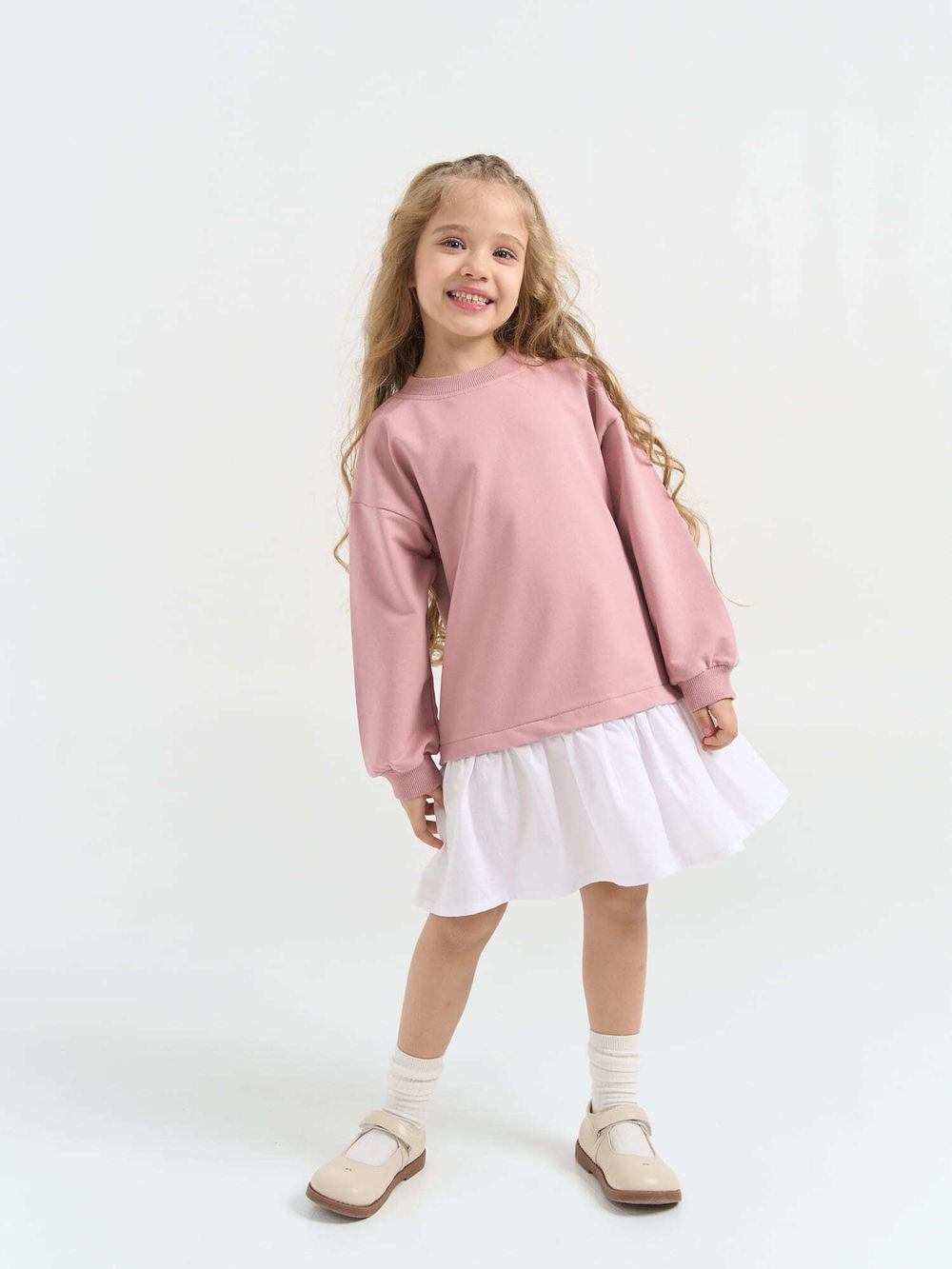 Платье с хлопковой юбкой "Дымчатая роза"