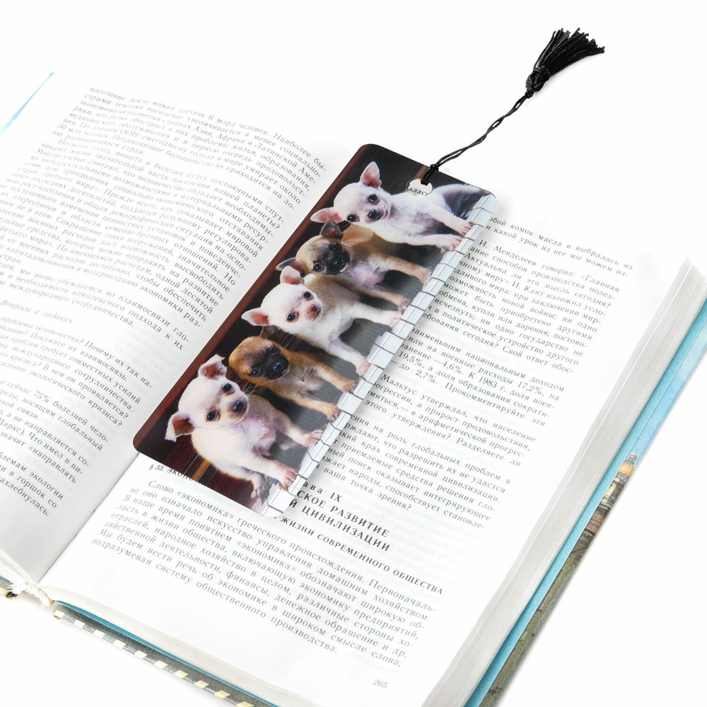 Закладка для книг с линейкой 3D-объемная BRAUBERG "Милые щенки" с декоративным шнурком (12 штук в упаковке)