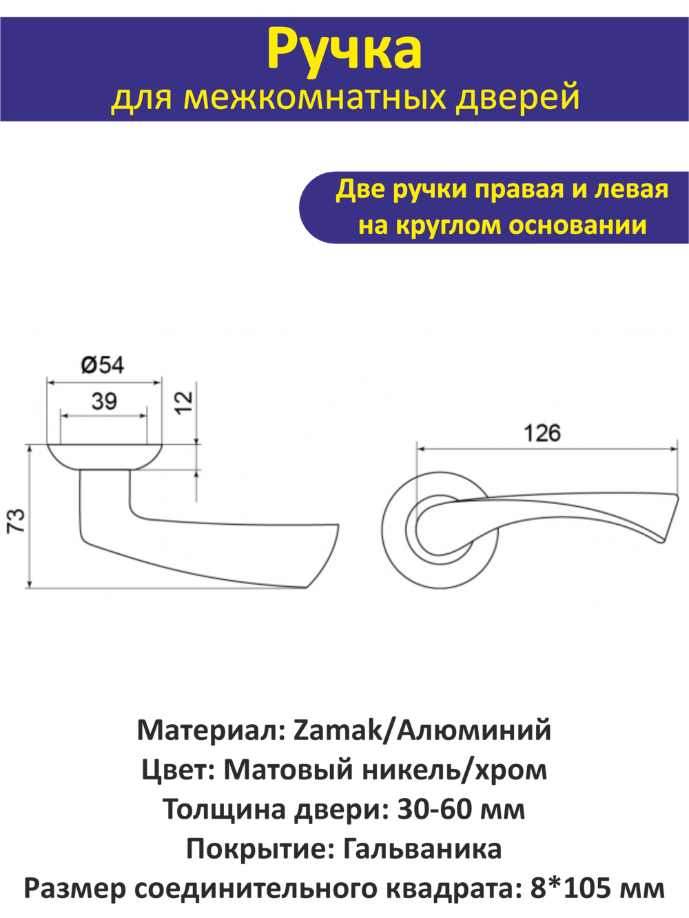 Готовый комплект фурнитуры для межкомнатных дверей CRONA