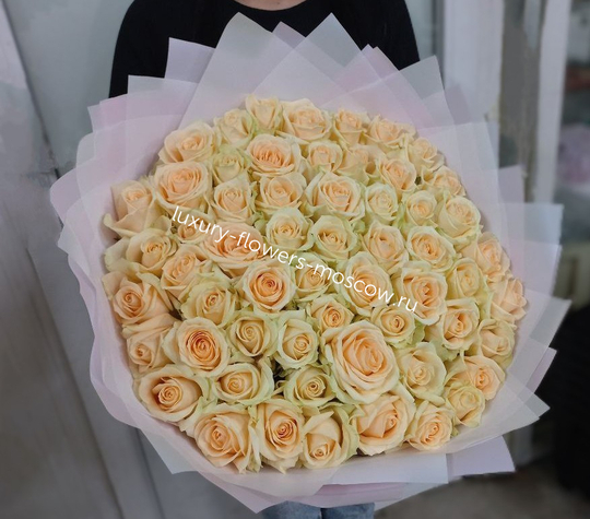 65 персиковых роз