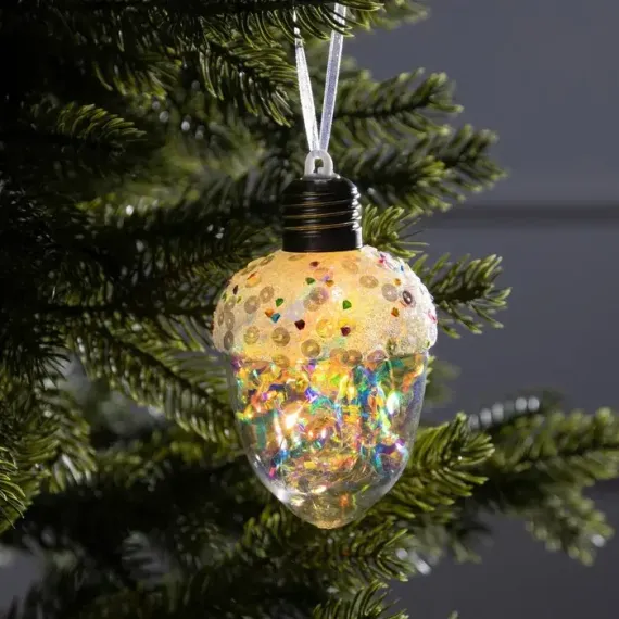 Ёлочный шар Жёлудь 12 см., батарейки, 4 LED, свечение тёплое белое, Luazon Lighting (9594225)