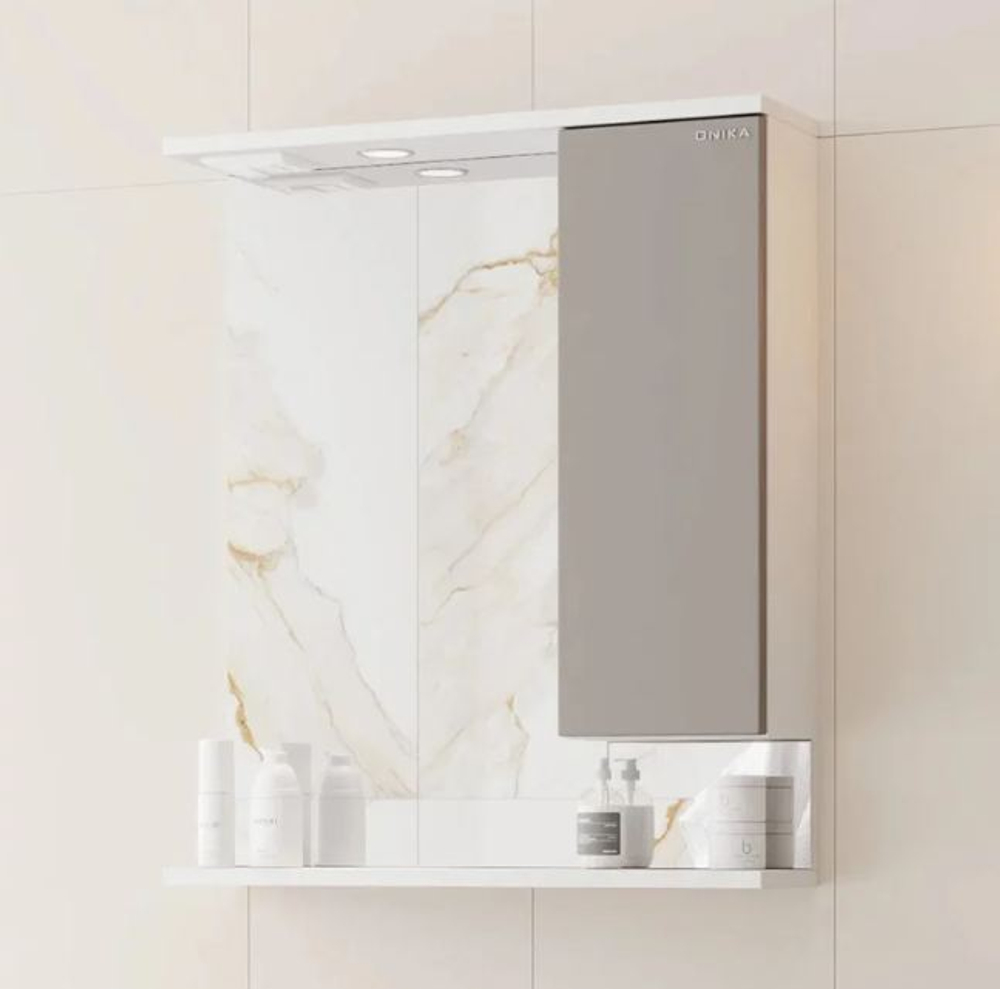 Шкаф-зеркало МАРВИ 60 мокко правый с подсветкой