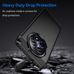 Чехол черного цвета с дизайном под карбон на Realme 12 5G, серия Carbon от Caseport