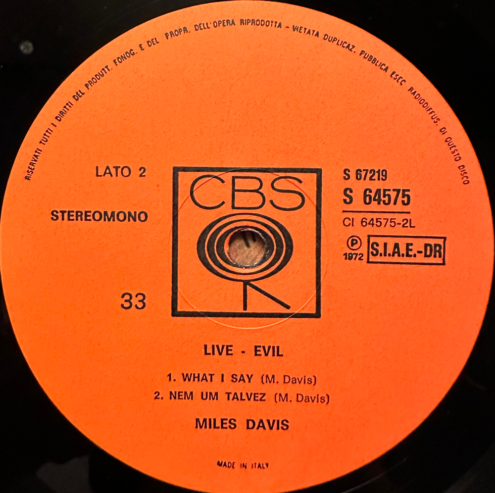 Miles Davis - Live-Evil 2LP (Италия 1972г.)