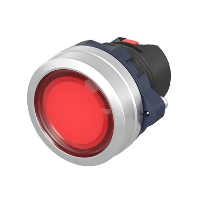 Кнопка плоская прозрачная без фиксации, красная, алюминий