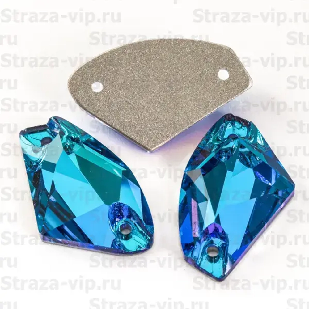 0SC-KG107-14-01 TOP Stoune couture GALACTIC col.BLUE ZIRCON 14x9мм =2шт. (Ю.Корея)