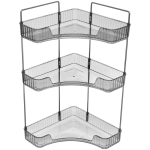 Полка для ванны угловая тройная «Фреш»серая 25,7х44,5х25,7см