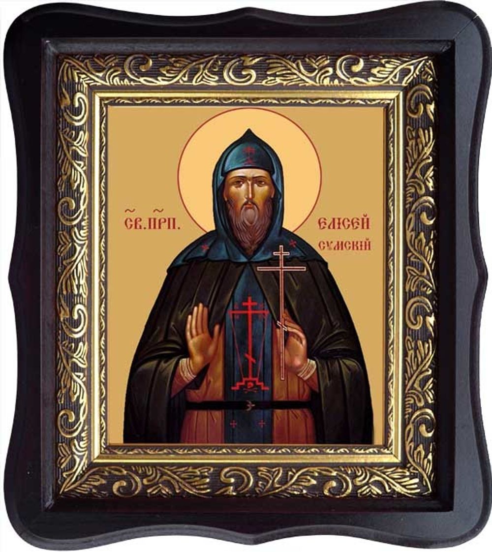 Елисей Сумский, Соловецкий, преподобный. Икона на холсте в киоте
