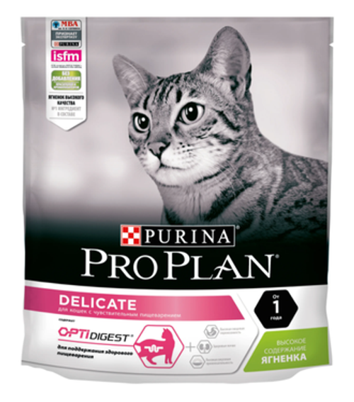 Purina Pro Plan Delicate Сухой корм для кошек с чувствительным пищеварением с ягненком, 400 г