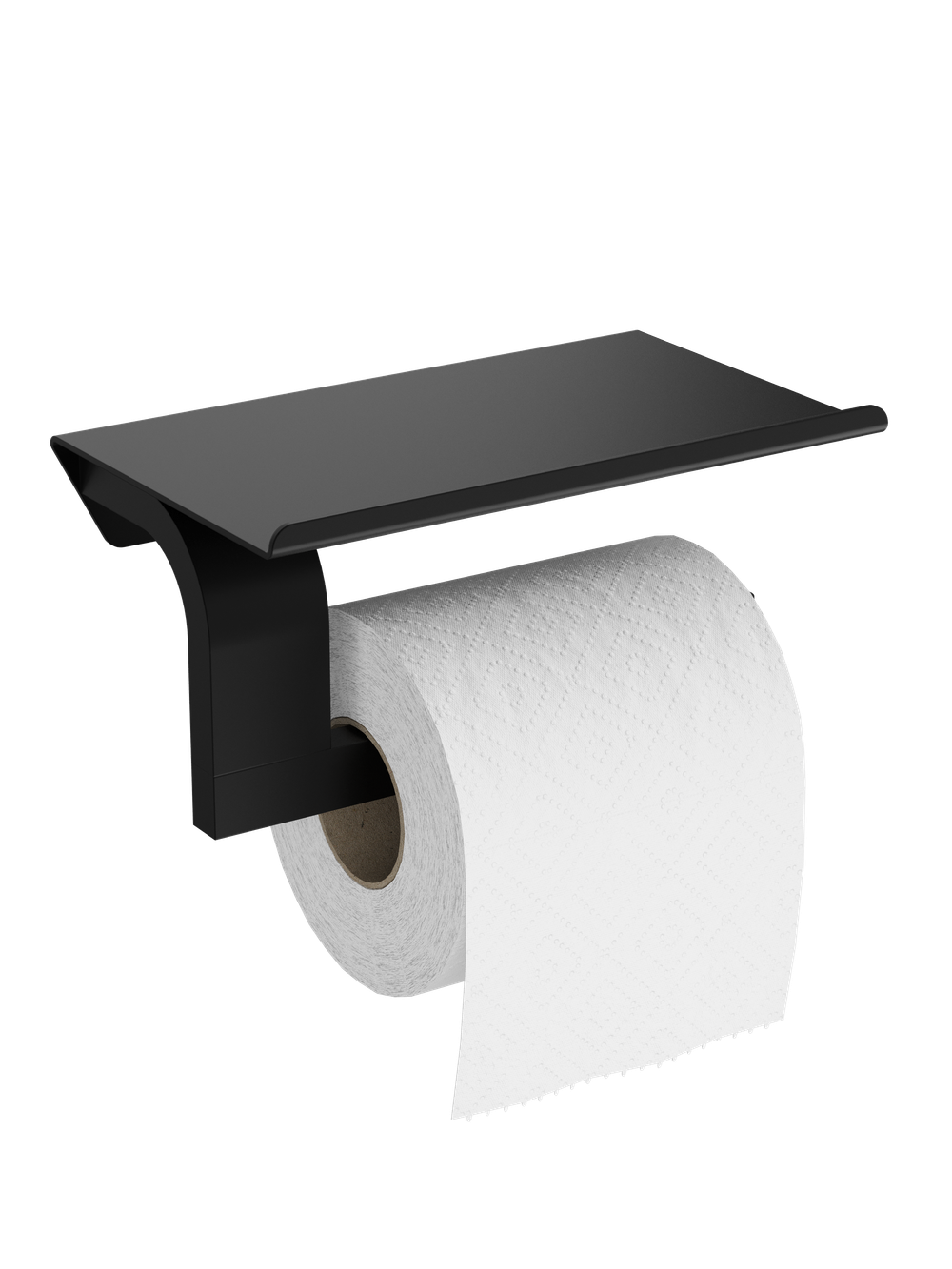 Держатель для туалетной бумаги STWORKI Вестфолл S08345BK настенный, матовый черный, с полкой