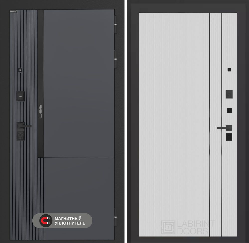 Входная дверь Лабиринт Лаб 2 Про - 10 Белый софт рельеф