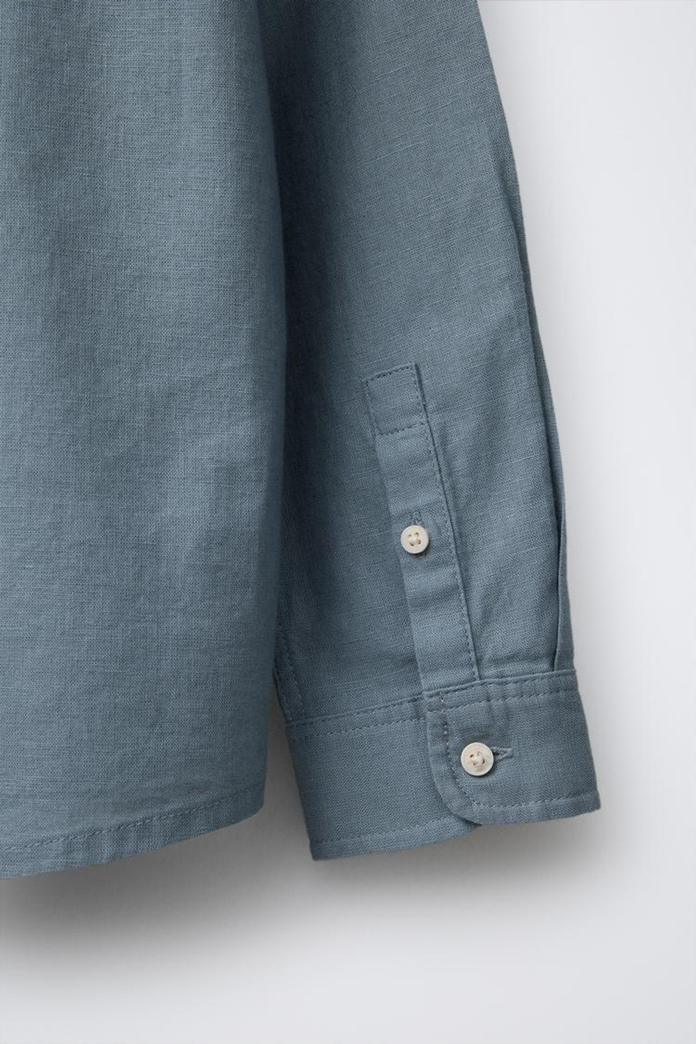 ZARA ОДНОТОННАЯ РУБАШКА ИЗ СМЕСОВОГО ЛЬНА, СИНИЙ