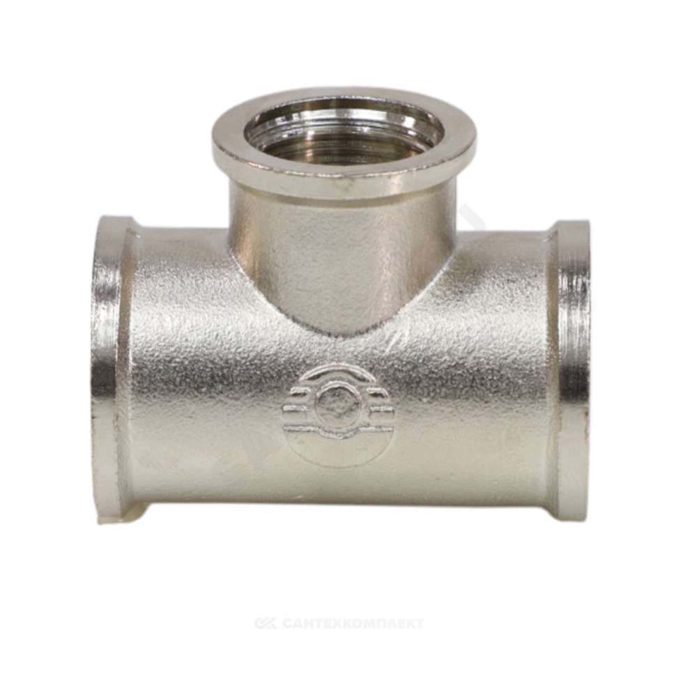 Тройник латунь никель переходной Ду 15х20х15 (1/2"х3/4"х1/2") ВР VALFEX VF.750.N.012.034.012