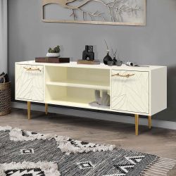 Тумба под ТВ Арт Колор leaves 155см Стайл Голд Кремовый белый