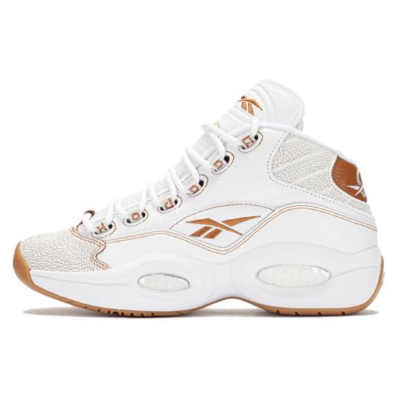 Reebok Question Винтажные баскетбольные кроссовки MID Топ Белый-коричневый Унисекс