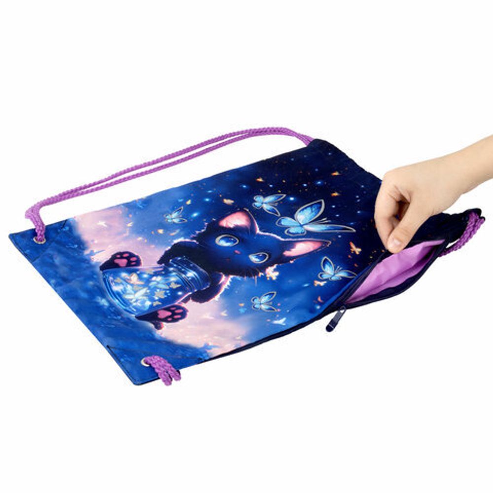 Мешок для обуви BRAUBERG PREMIUM, карман, подкладка, светоотражайка, 43х33 см, "Night catcher", 273442