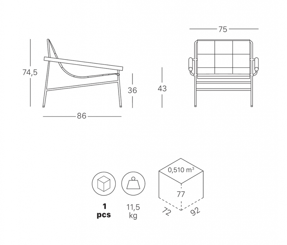 Кресло лаунж металлическое Scab Design Dress Code Glam Indoor, терракотовый, черный