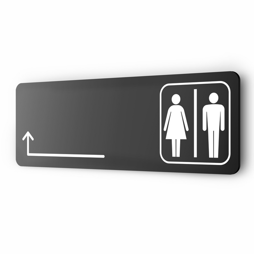Табличка Туалет налево и направо, навигационная, серия COSMO 3010, 30 х 10 см, черная, Айдентика Технолоджи