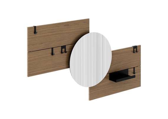 Вешалка Stripe M горизонтальная с зеркалом D 60 см (натуральный дуб)