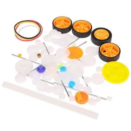 Набор для конструирования и робототехники: шестерни, оси, колеса, направляющие и прочее