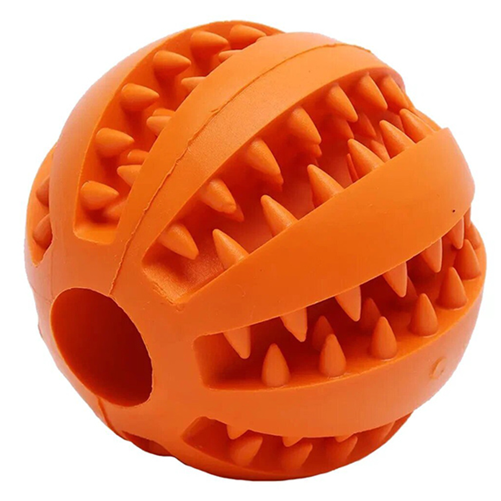 Игрушка мяч-зубочистка-кормушка (канат, 3 узла) m 6,5см rich breed ис-57 оранжевый