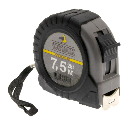 Рулетка  7,5м*25мм, ЧЕГЛОК, обрезиненный корпус