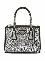 Мини-сумка-тоут Prada Galleria с кристаллами серебряный