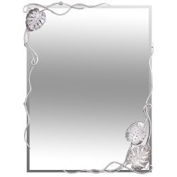 Зеркало настенное Monstera Deliciosa (Монстера) прямоугольное 80х60 Античное серебро