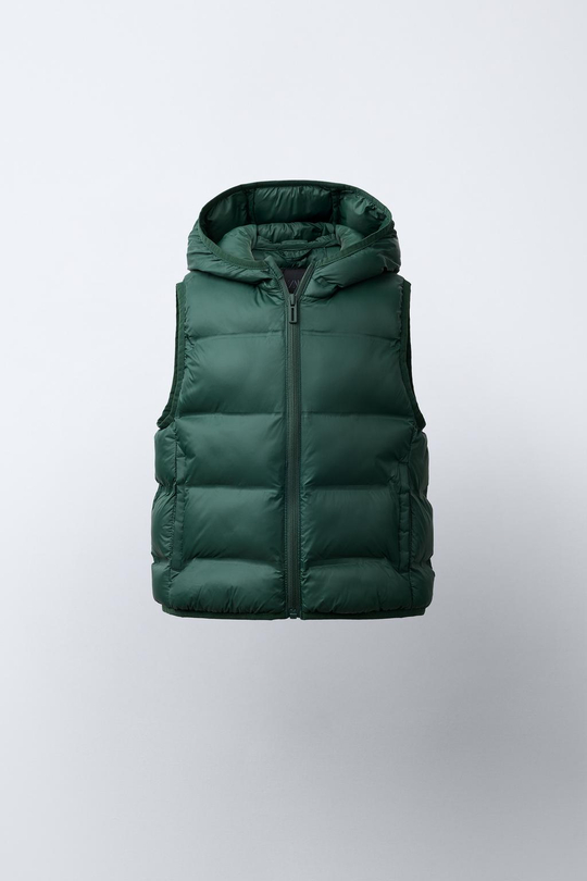 ZARA УЛЬТРАЛЕГКИЙ ЖИЛЕТ WATER REPELLENT, ЗЕЛЕНЫЙ