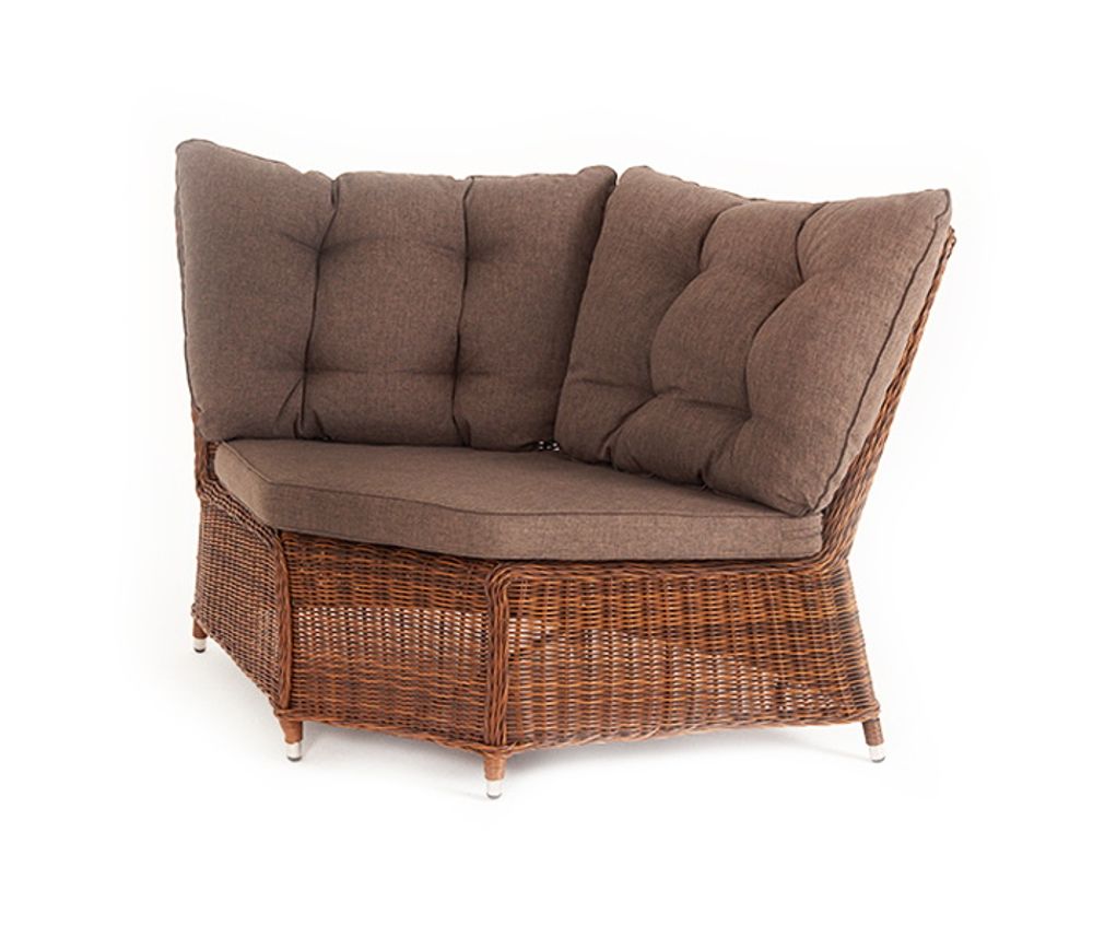 "Бергамо" плетеный угловой диванный модуль, цвет коричневый