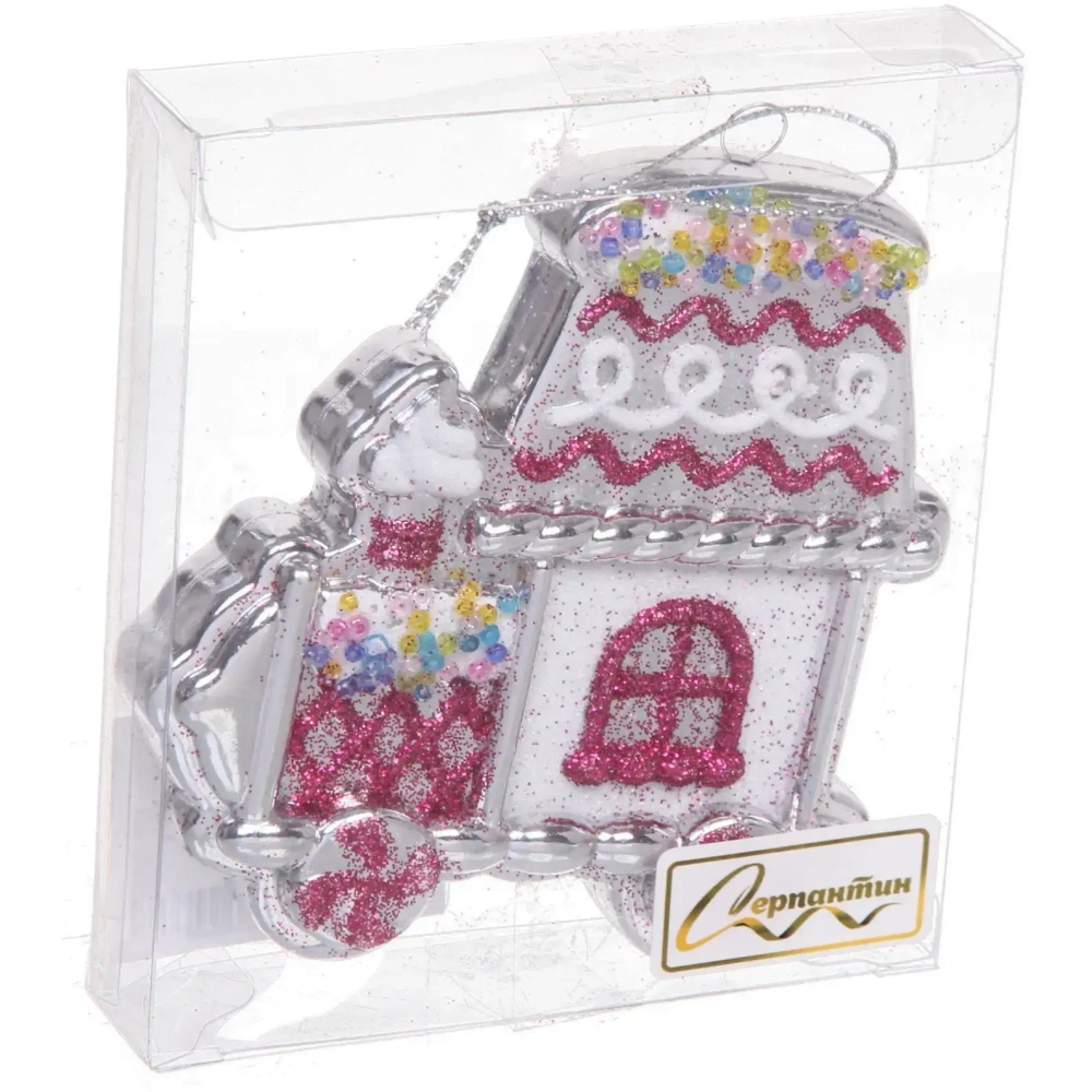 Ёлочная игрушка «Пряничная машина» 9,5*2*10,5 см, серебро