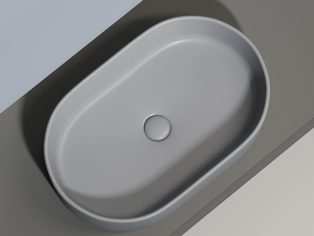 Умывальник чаша накладная овальная (цвет Антрацит Матовый) Element 608x385x122мм