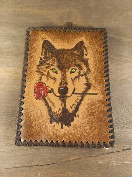 Обложка для паспорта "Волк с розой"