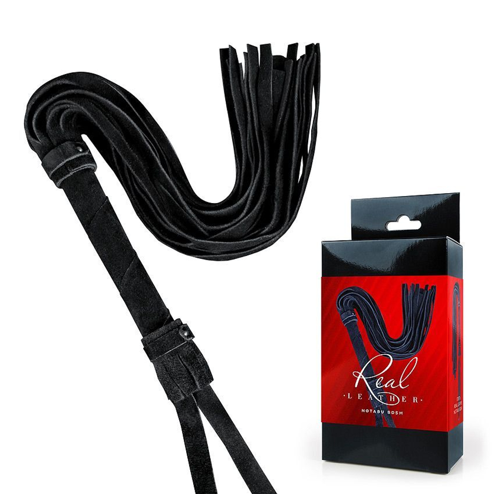 Черная кожаная плеть - 55 см. (Цвет: черный)