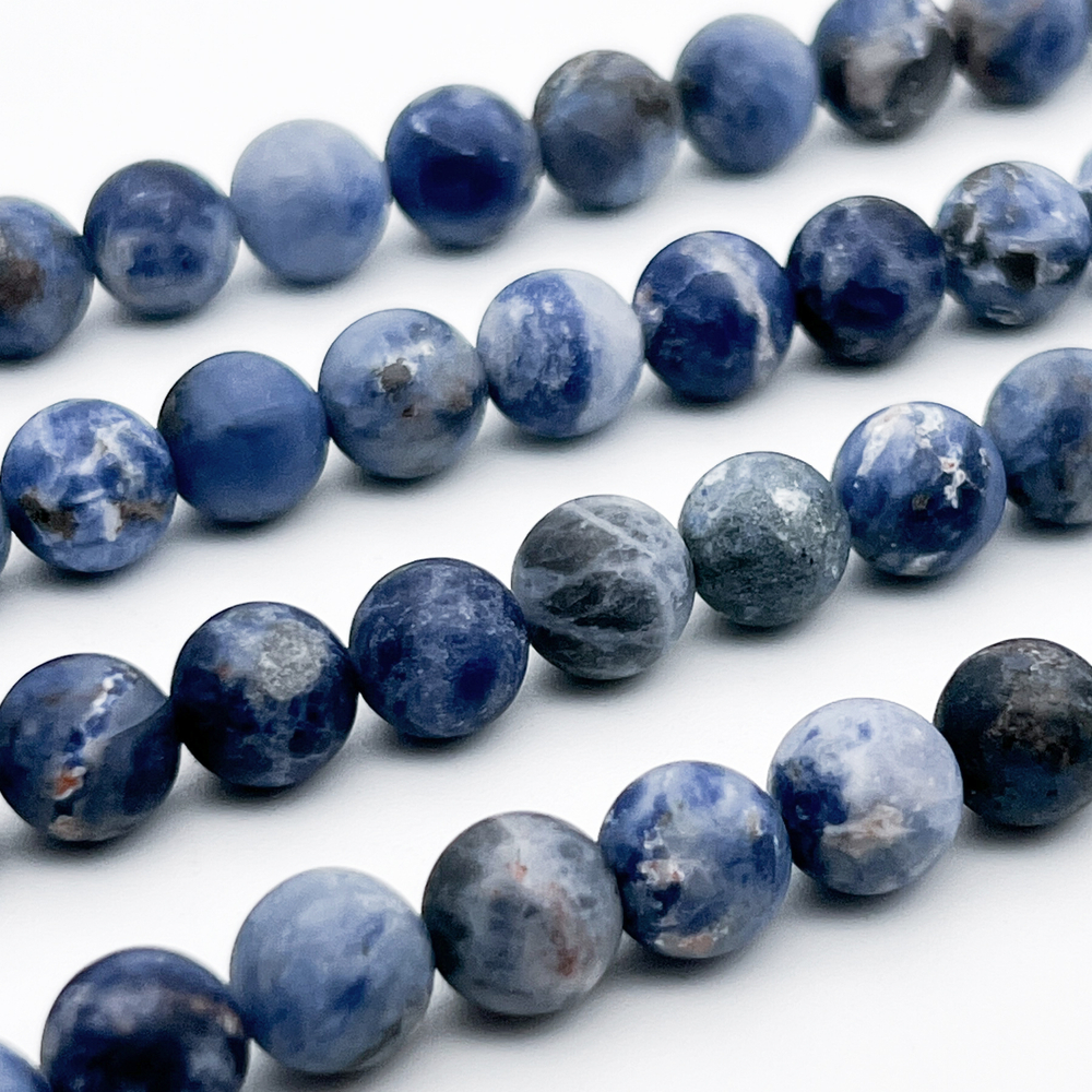 Содалит матовый бусины, диаметр около 8,5-8,6 мм, цена за 11 шт (1/4 нити)