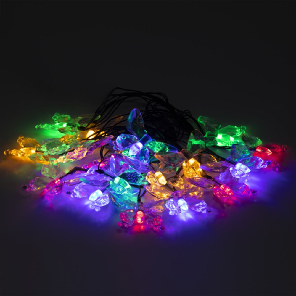 Садовая гирлянда ЭРА ERASF22-15 на солнечной батарее Бабочки 20 LED 5,8 метра | Садовые декоративные светильники