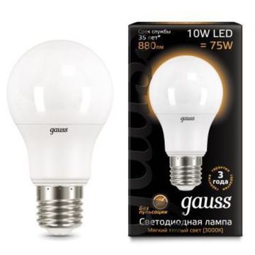 Лампа Gauss LED A60 10W E27 3000K 102502110