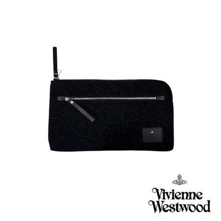 VIVIENNE WESTWOOD СУМКА КЛАТЧ ЧЕРНЫЙ С ТИСНЕНИЕМ ЛОГОТИПА БРЕНДА