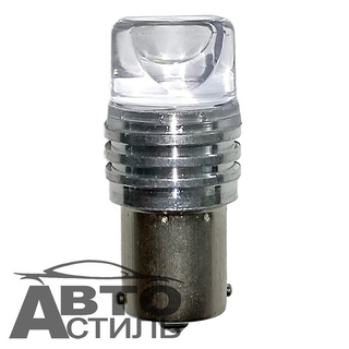 Светодиод 12V T25   9SMD 2835 3D WHITE CL FLASH(Стробоскоп 1но конт Прозр с метал ободЗУБ S0026пр