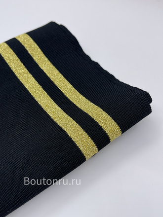 Подвяз трикотажный черный с золотыми полосками 0.9м, ширина 14-15 см