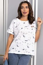 Футболка Мэнси (белая/цветы) Б14127-4М LT Collection