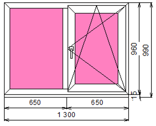 Пластиковое окно 960 х 1300 ТермА Эко