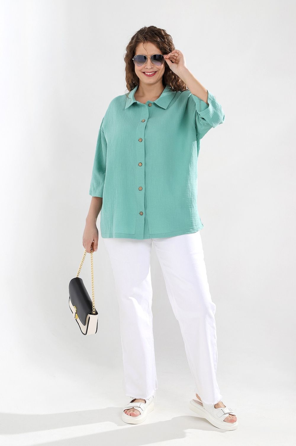 Блузка (рубашка) Виола-3 Виотекс ЗЕЛЁНЫЙ