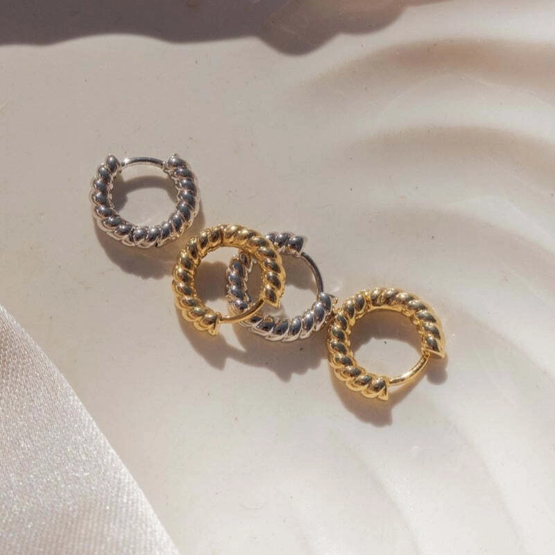 Серьги-кольца Мини Веревки – Золото