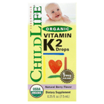 ChildLife Essentials, органический витамин K2 в каплях, натуральный ягодный вкус, 5 мкг, 7,5 мл (0,25 жидк. унции)