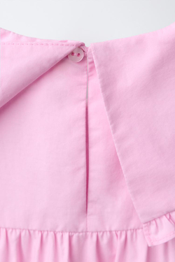 ZARA ПЛАТЬЕ ИЗ ПОПЛИНА С БАНТОМ, РОЗОВЫЙ