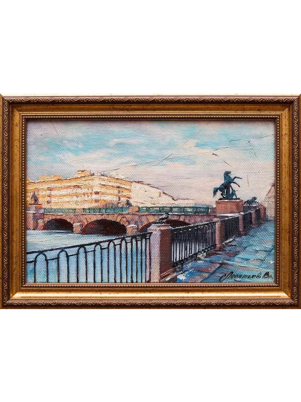 Картина маслом "Аничков мост" Леонтьев